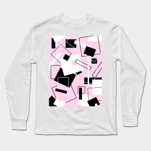 Black White & Pastel Pink 60's Style Long Sleeve T-Shirt